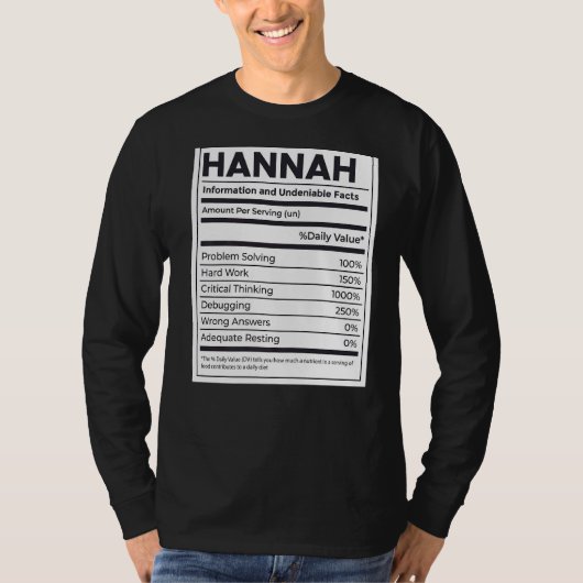 Hannah Nutrition Information Problem lösen T-Shirt (Vorderseite)