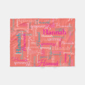 Hannah personalisierter kurzer Name Koralle Rosa a Fleecedecke (Vorderseite (Horizontal))