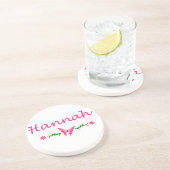 Hannah (rosa Schmetterling) Getränkeuntersetzer (Seite)