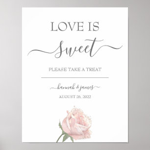 Hannah Rose Calligraphy Wedding Dessert Table Sign Poster