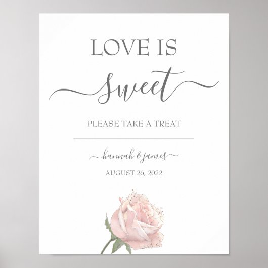 Hannah Rose Calligraphy Wedding Dessert Table Sign Poster (Vorne)