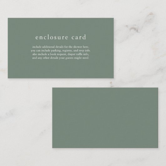 HANNAH Sage Green Boho Babyduschkarte Begleitkarte (Vorne/Hinten)