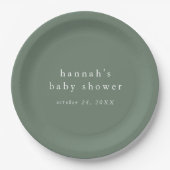 HANNAH Sage Green Boho Moderne einfache Babydusche Pappteller (Vorderseite)