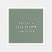 HANNAH Sage Green Rustic Simple Baby Dusche Serviette (Vorderseite)