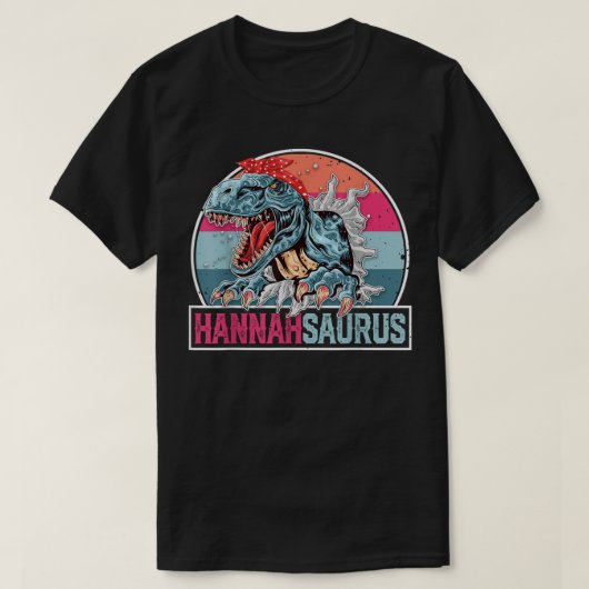 Hannah Saurus Funny Personalisiert Dinosaur T Rex  T-Shirt (Design vorne)