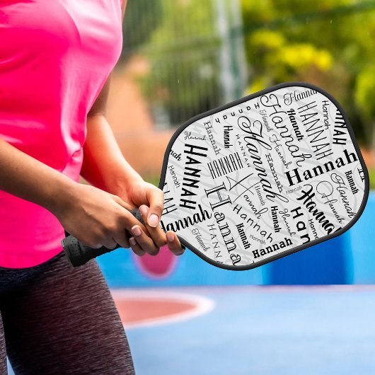 Hannah Typografie Schwarz-weiß Pickleball Schläger
