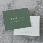 HANNAH Unique Sage Green Minimalistisch Modern Ein Dankeskarte<br><div class="desc">Diese einzigartige Weise grün minimalistisch moderne einfache Dankeschön-Karte aus der Hannah Collection ist perfekt für eine minimalistische Hochzeit oder jedes Mal, wenn Sie gewollt, um eine Botschaft der Wertschätzung zu senden. Das dunkelwaldgrüne Design besticht durch eine moderne, undekorierte Typografie mit einem einzigartigen minimalistischen Stil. Personalisieren Sie die Rückseite Ihres Dankes...</div>