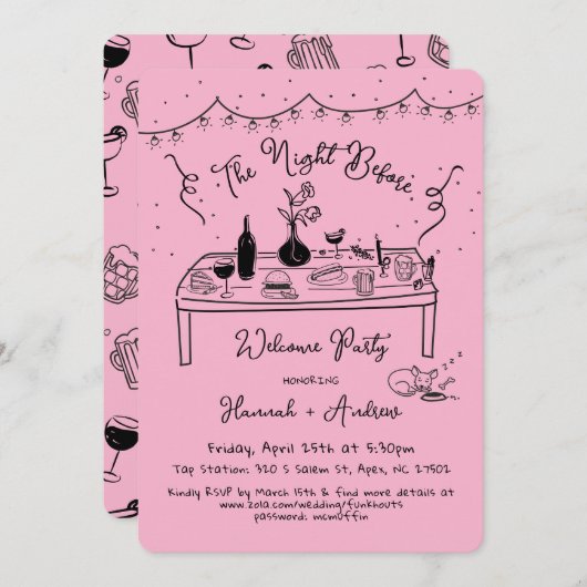 Hannahs Begrüßungsnacht vor Chihuahua Einladung (Vorne/Hinten)