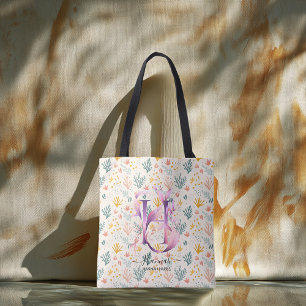 Hannah's Vibrant Coral Floral Monogram - H Tasche