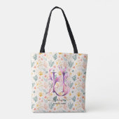 Hannah's Vibrant Coral Floral Monogram - H Tasche (Rückseite)