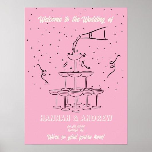 Hannahs Welcome Wedding Champange Turm Poster (Vorne)