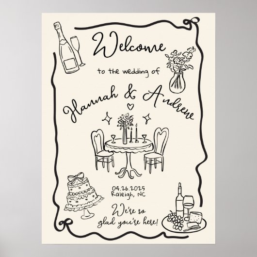 Hannahs Welcome Wedding Wavy-Frame-Bug Poster (Vorne)