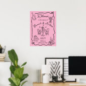 Hannahs Welcome Wedding Wavy-Frame-Bug Poster (Heimbüro)