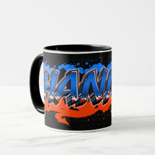 Hannes Vorname Name Graffiti blue orange Tasse