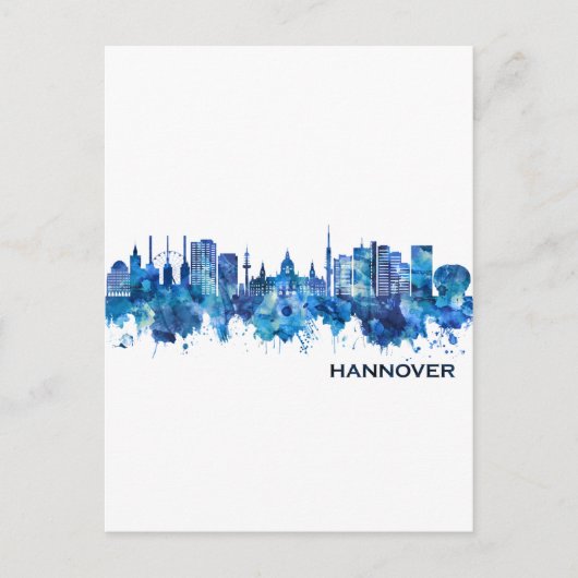 Hannover Deutschland Skyline Blue Feiertagspostkarte (Vorderseite)