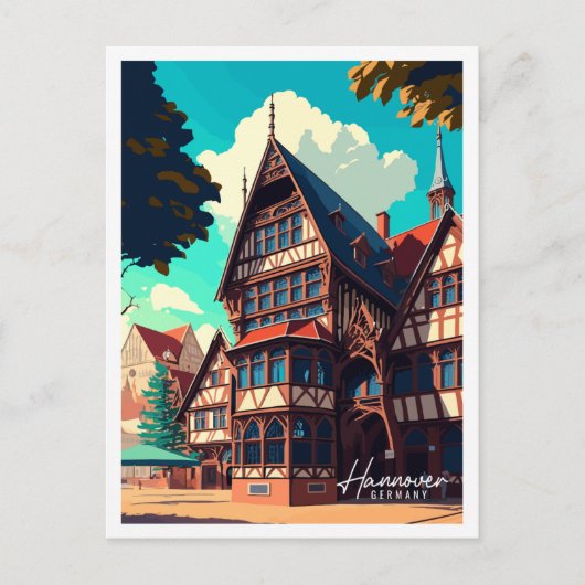 Hannover Deutschland Vintage Reise Illustration Postkarte (Vorderseite)