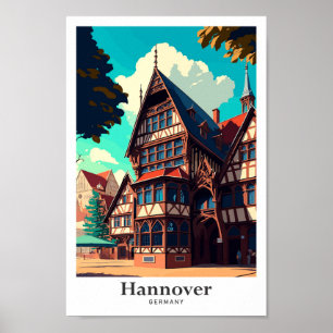 Hannover Deutschland Vintage Travel Illustration Poster