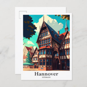 Hannover Deutschland Vintage Travel Illustration Postkarte