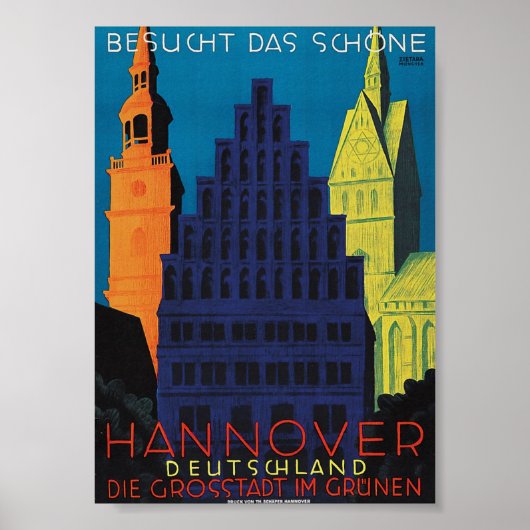 Hannover, Deutschland Vintage Travel Poster (Vorne)