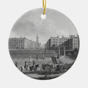 Hannover quadrieren, von einem Set von vier Keramikornament