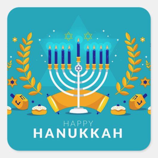 Hannukah Menorah Quadratischer Aufkleber (Vorderseite)