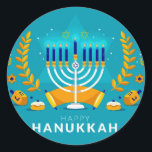 Hannukah Menorah Runder Aufkleber<br><div class="desc">Celebrate Hanukkah</div>