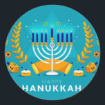 Hannukah Menorah Runder Aufkleber<br><div class="desc">Celebrate Hanukkah</div>