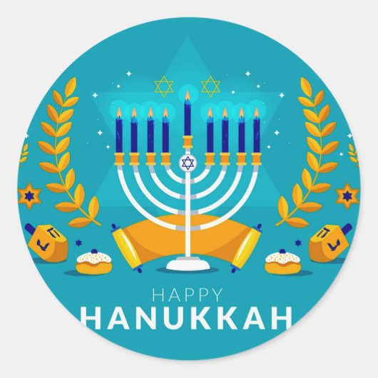 Hannukah Menorah Runder Aufkleber (Vorderseite)