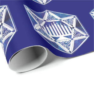 Hannukah Menorah und Star Geschenkpapier
