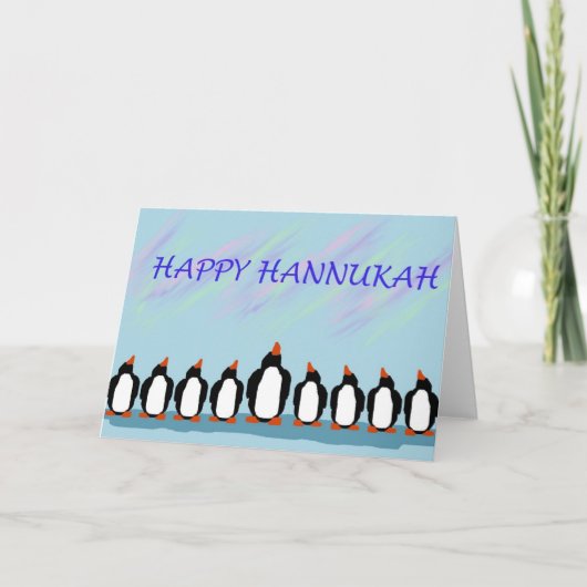 Hannukah-Pinguine Feiertagskarte (Vorderseite)