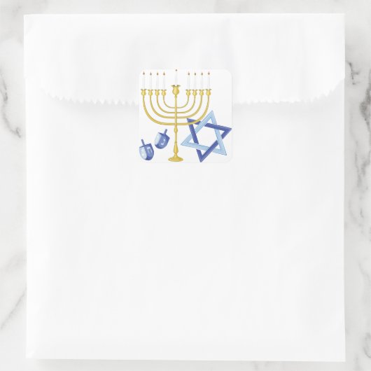 Hannukah Symbole Quadratischer Aufkleber (Tasche)