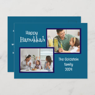 Hannukah Two Family Foto Holiday Postcard Feiertagspostkarte