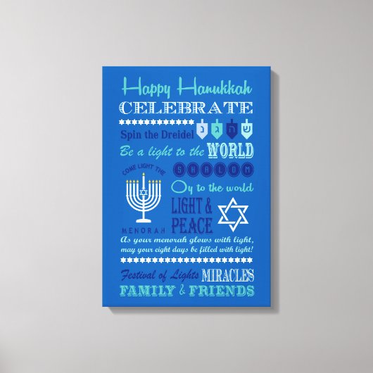 Hannukah Typografie Collage Art Leinwanddruck (Vorderseite)