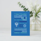Hannukah Typografie Collage Art Postkarte (Stehend Vorderseite)