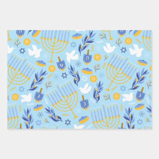 Hannukah Wrapping Paper Sheets Geschenkpapier Set (Vorderseite)