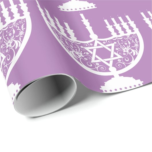 Hannukkah Menorah und Star Geschenkpapier (Rolleneckpunkt)