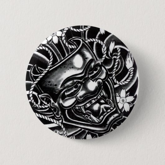 Hannya Mask Tattoo Design Button (Vorderseite)