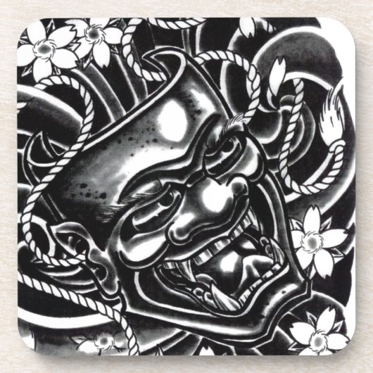 Hannya Mask Tattoo Design Getränkeuntersetzer (Vorderseite)