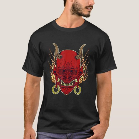 Hannya Traditioneller japanischer Demon Oni Maske T-Shirt (Vorderseite)