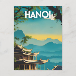 Hanoi Retro Travel Poster Postkarte