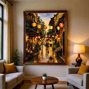 Hanoi Vietnam Altes Viertel Wasserfarben-Wandkunst Fotodruck