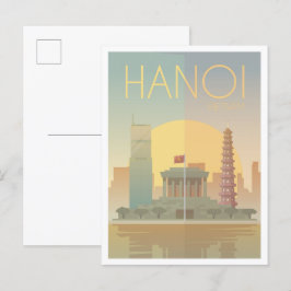 Hanoi Vietnam Art Vintage Reise Illustration Postkarte