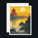 Hanoi Vietnam Art Vintage Reise Illustration Postkarte<br><div class="desc">Hanoi Vietnam Art Vintage Reiseübersicht</div>