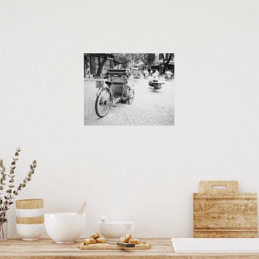 Hanoi Vietnam, Cyclo in Old Hanoi Poster (Küche)