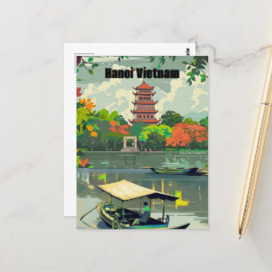 Hanoi Vietnam Postcard Art, Hanoi, Vietnam Travel Postkarte