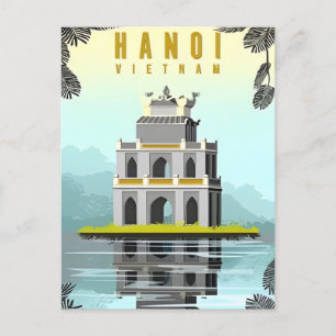 Hanoi, Vietnam Reisen im Retro-Stil Tourismus Postkarte