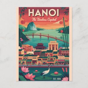 Hanoi Vietnam Retro-Reiseposter-Kunst Feiertagspostkarte