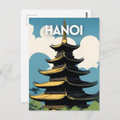 Hanoi Vietnam Travel Poster Postkarte (Vorne/Hinten)