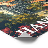 Hanoi Vietnam Vintag Art Travel Illustration Poster (Ecke)