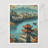 Hanoi Vietnam Vintag Art Travel Illustration Postkarte (Vorderseite)